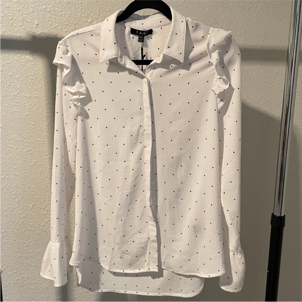 TOBI White Polka Dot Women's Top